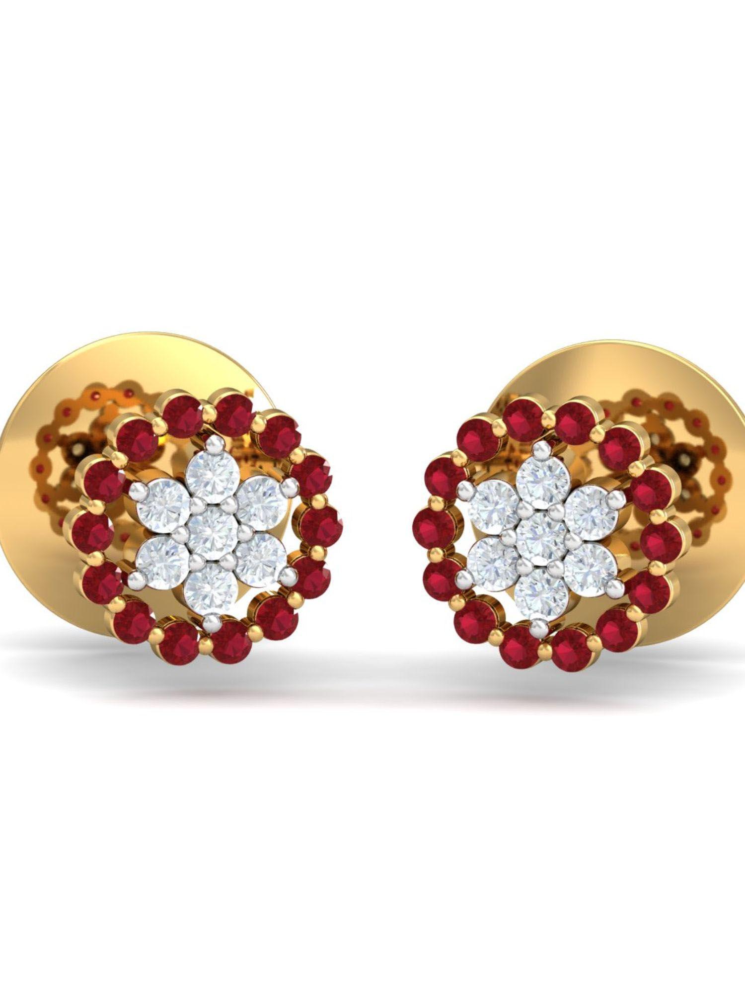 18k anahi classic ruby stud earrings for women and girls
