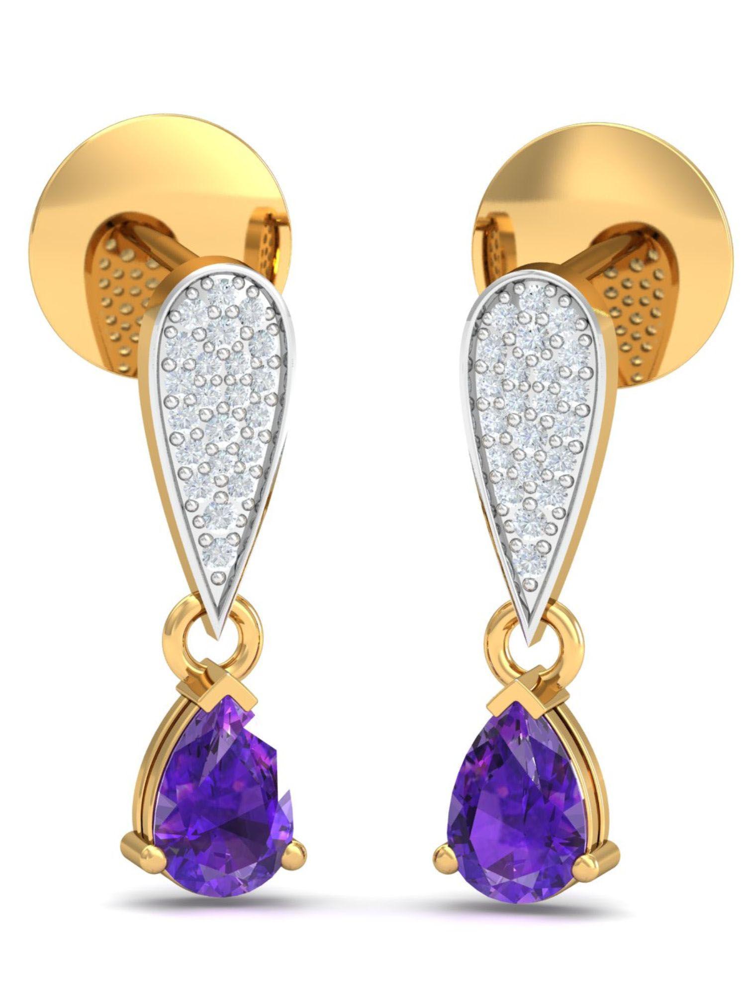 18k aneta dangling amethyst earrings for women and girls