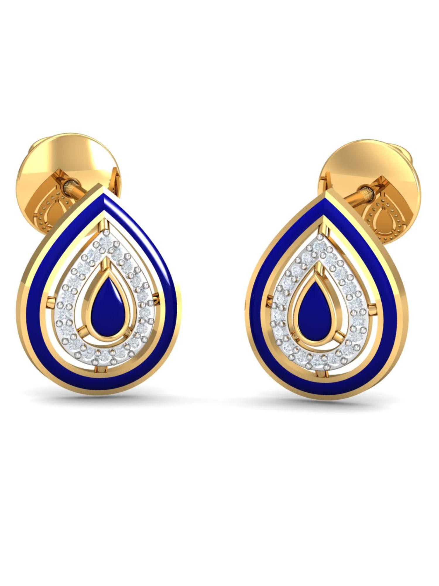 18k betel enamel stud earrings for women and girls
