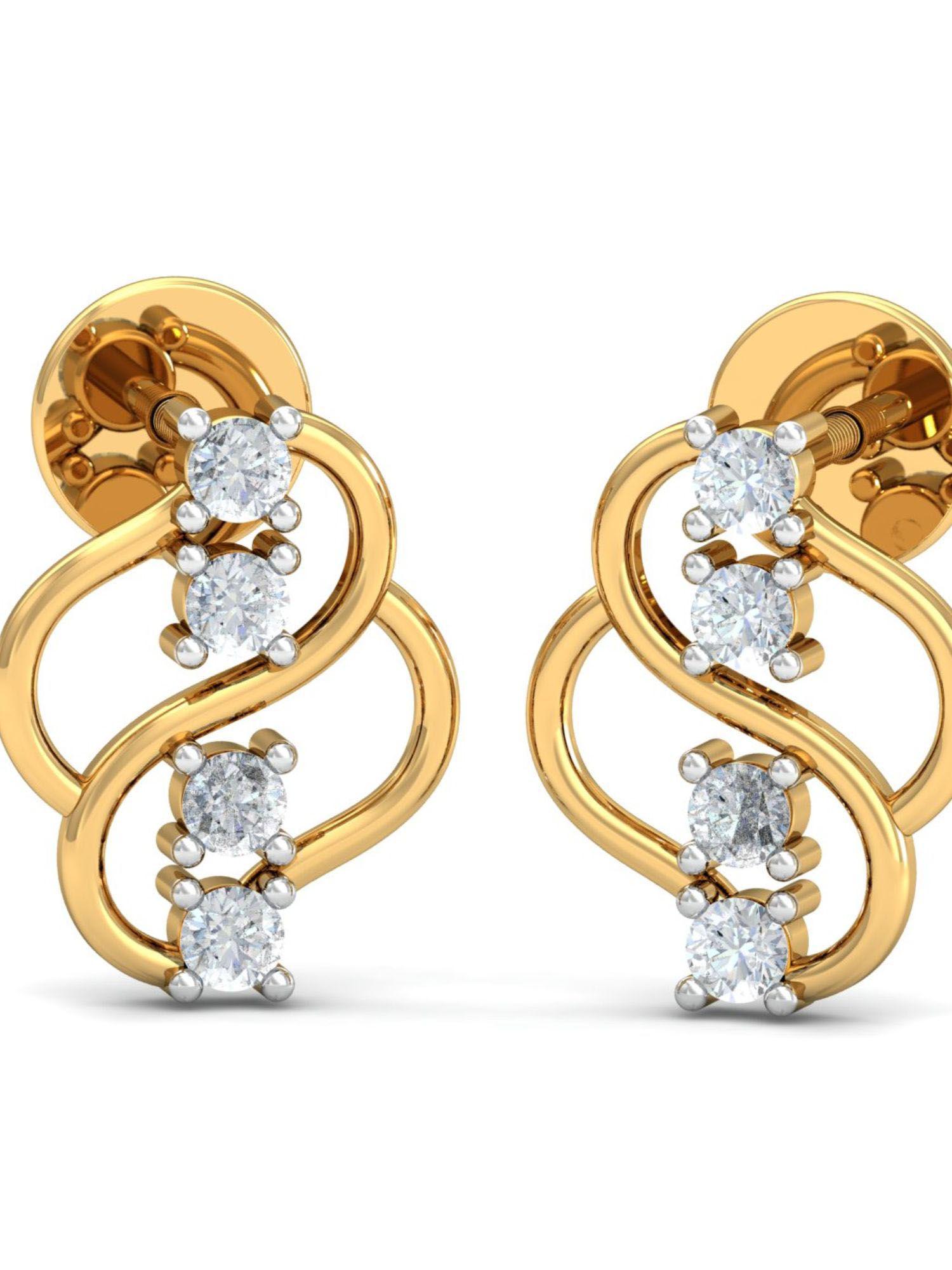 18k carol curvy stud earrings for women and girls