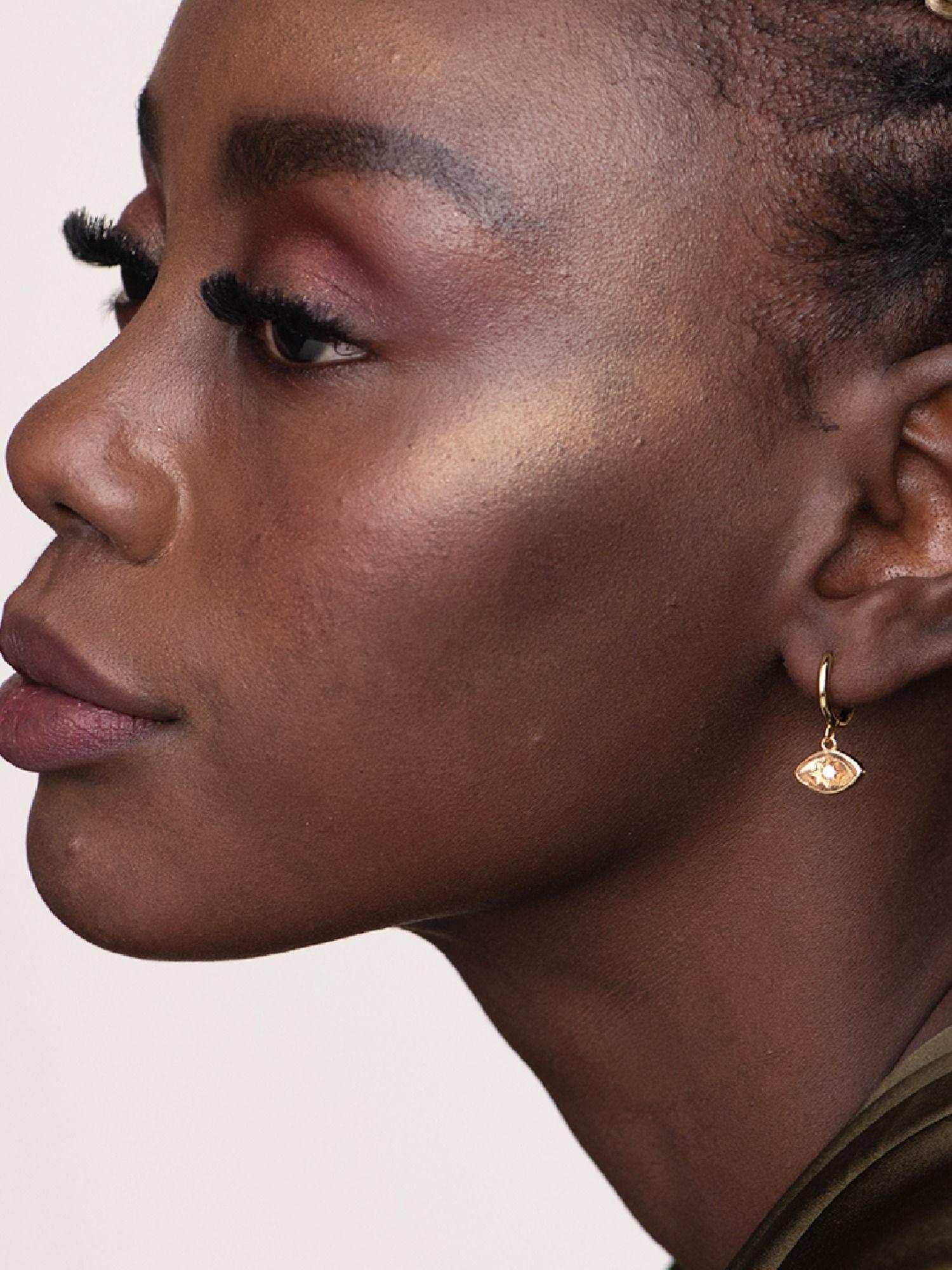 18k gold plated medium iris star hoop earrings for women