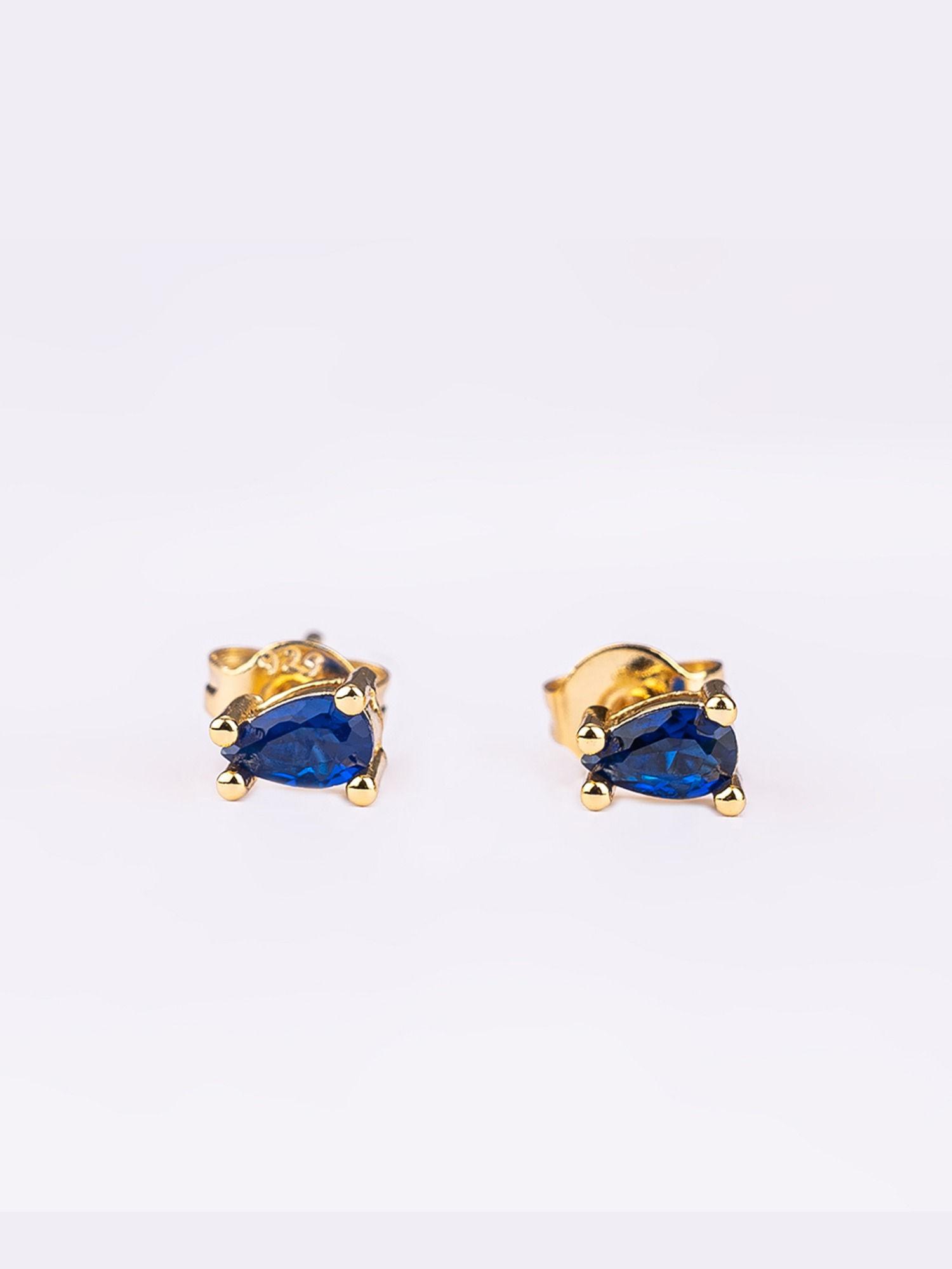 18k gold plated stone drop stud earrings for women