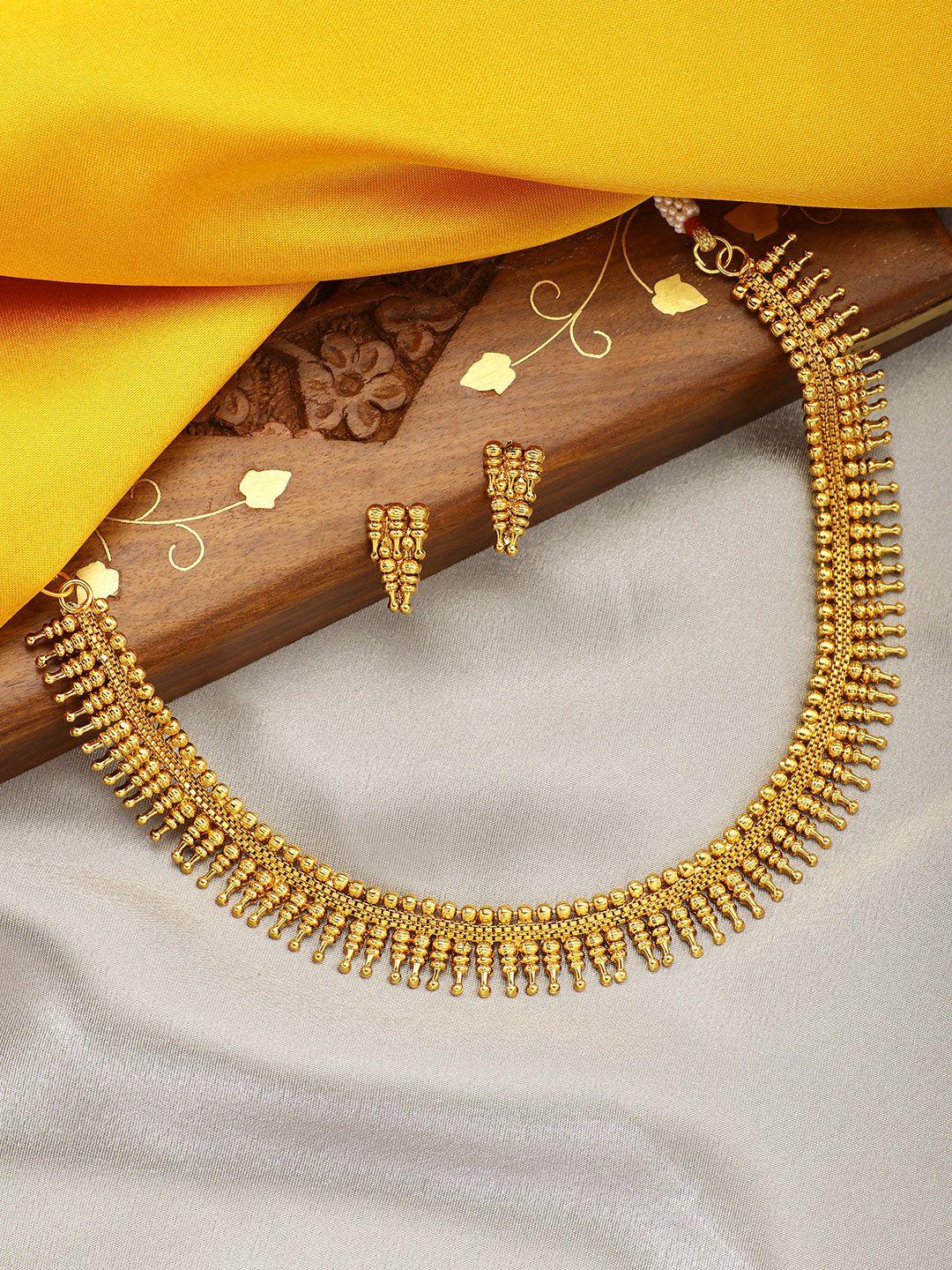 18k gold plated stylish party wear fancy choker necklace jewellery set