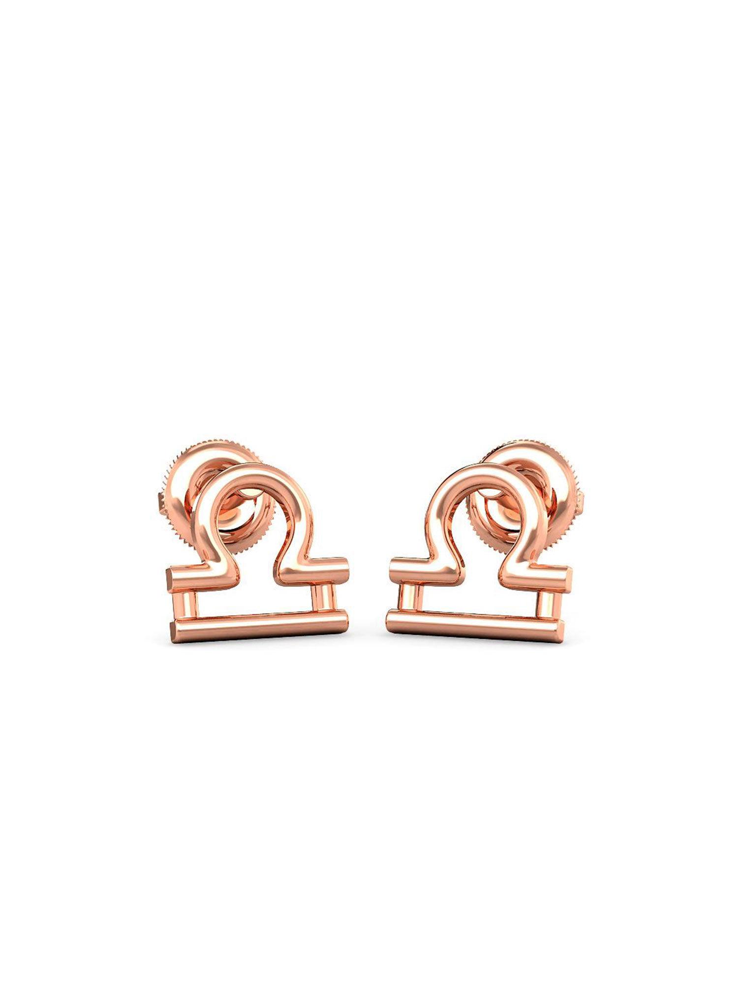 18k rose gold libra stud earring for women