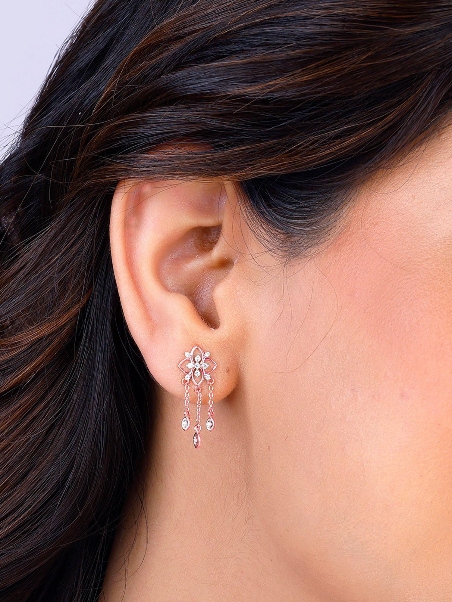 18k rose gold shooting star diamond earrings