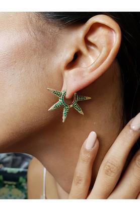 18k white gold plated sitara green crystal earrings