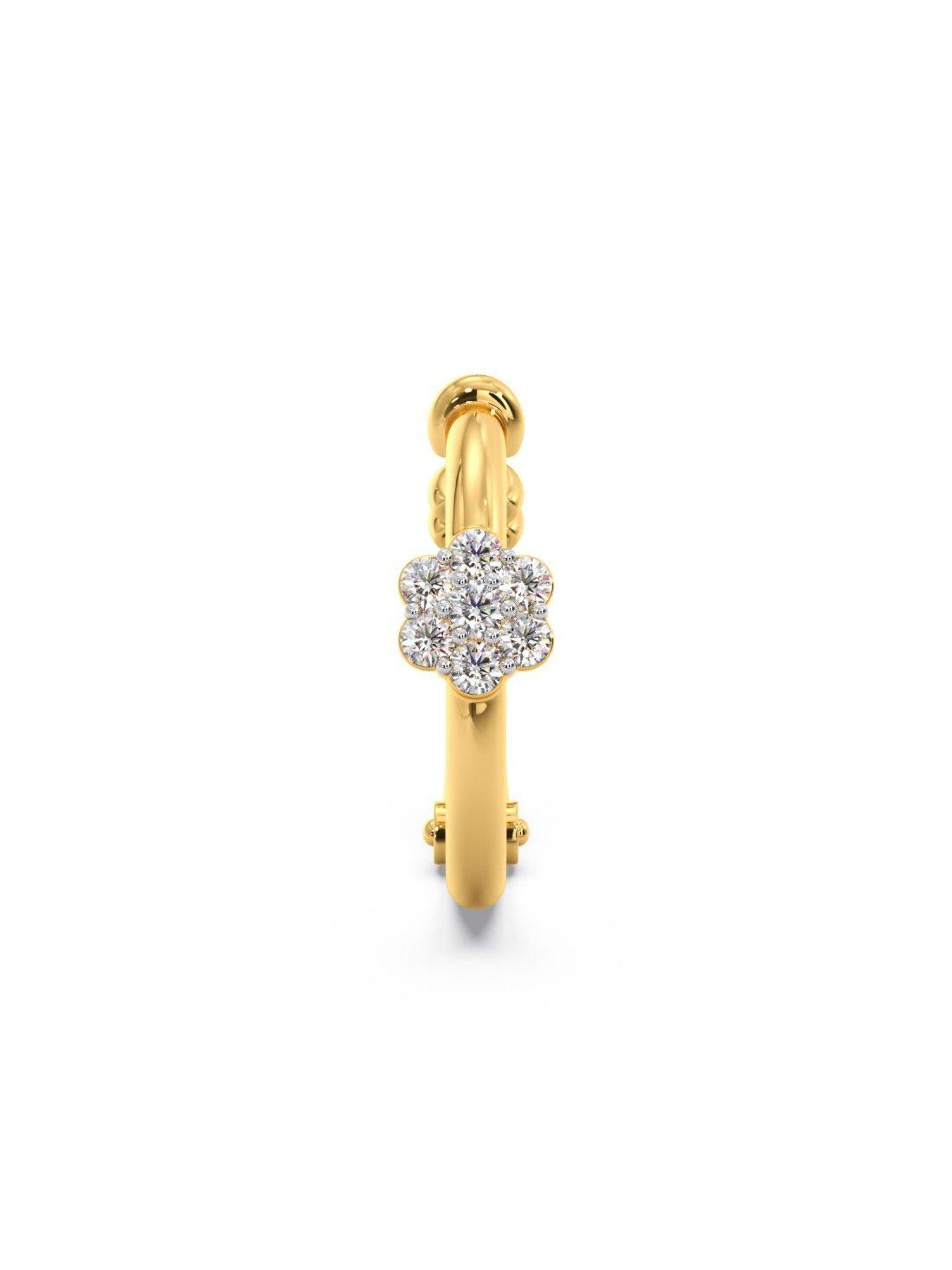 18k yellow gold bis hallmark and certified 7 diamond nose pin for women