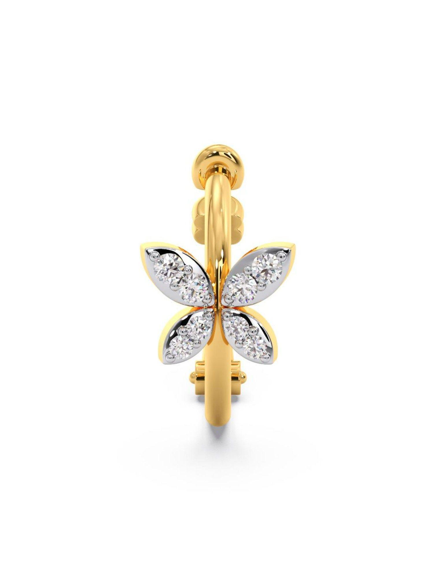 18k yellow gold bis hallmark and certified 8 diamond nose pin for women