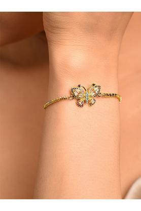18k yellow gold plated multi colour crystal susan butterfly slider bracelet