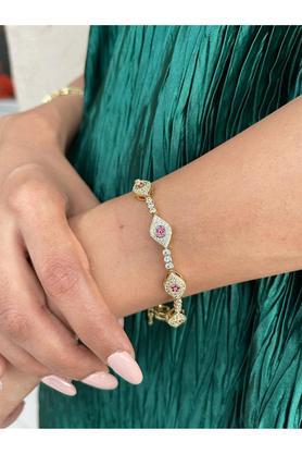 18k yellow gold plated pink crystal evil eye emira bracelet