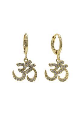 18k yellow gold plated plated om earrings