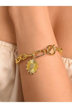 18k yellow gold plated white crystal madusa charm bracelet