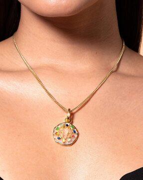 18kt gold-plated elements slim link necklace