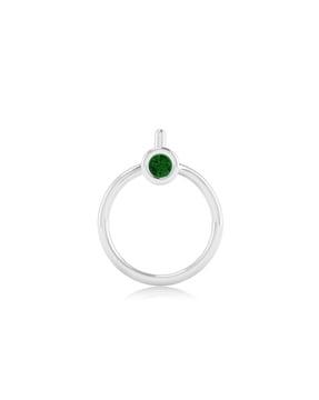18kt white-gold emerald nose pin
