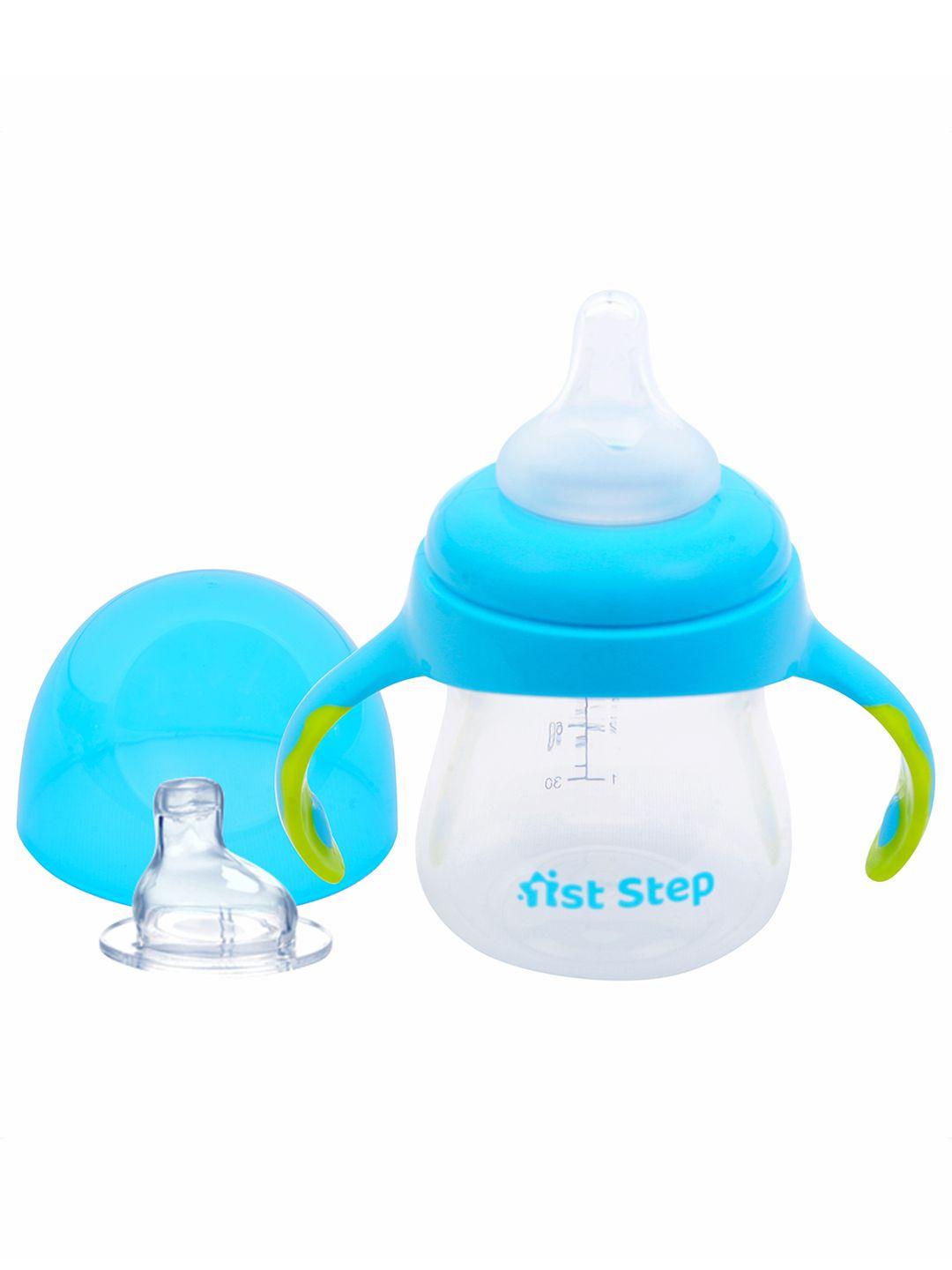 1st step infant blue & transparent feeding bottle cum soft spout sipper