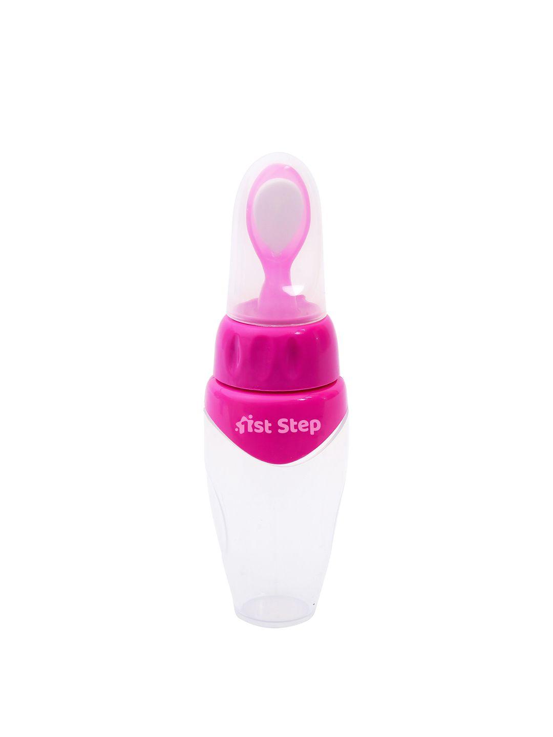 1st step infant kids pink solid squeezy spoon feeder
