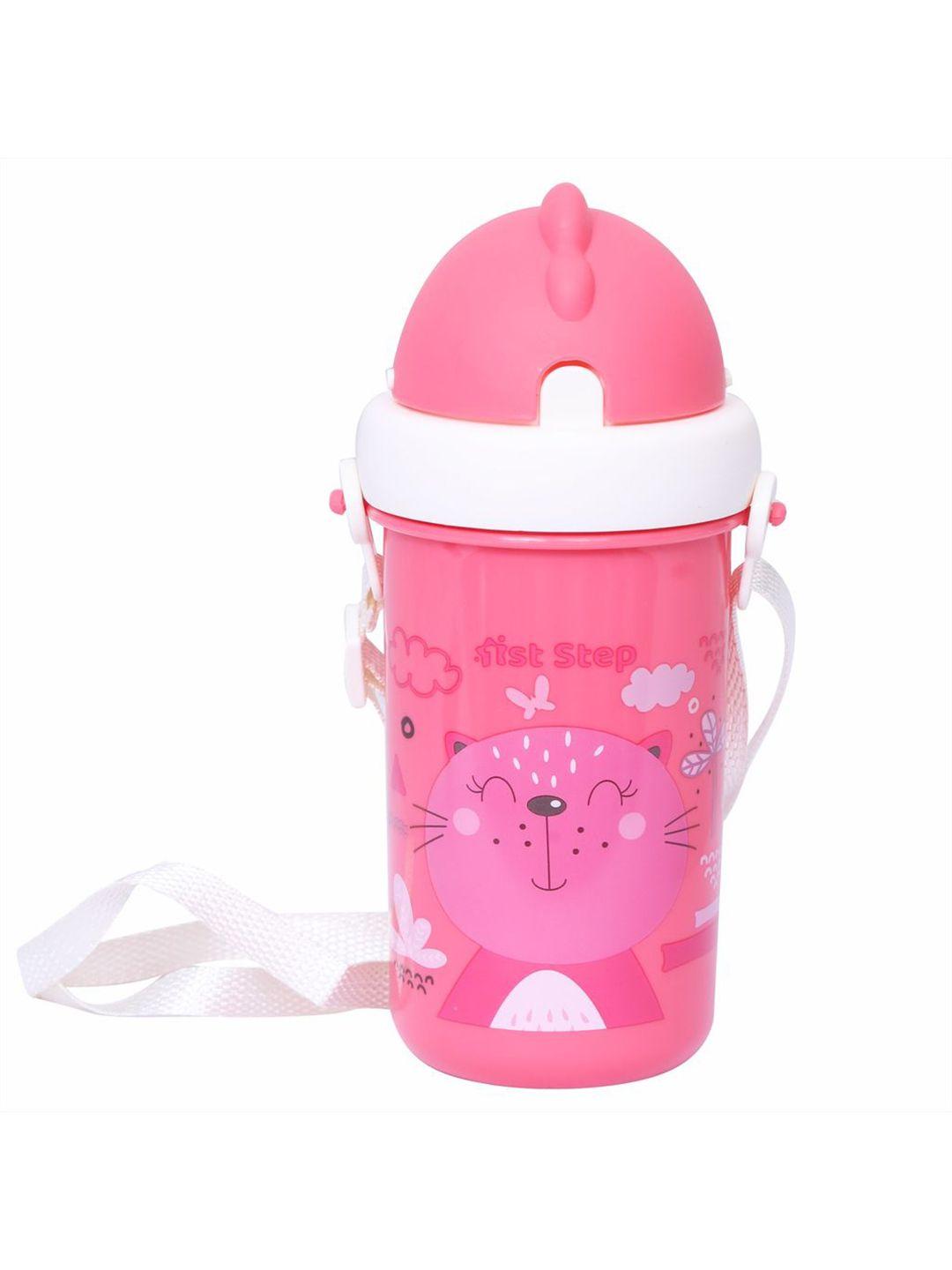 1st step infant pink & white printed baby sippers