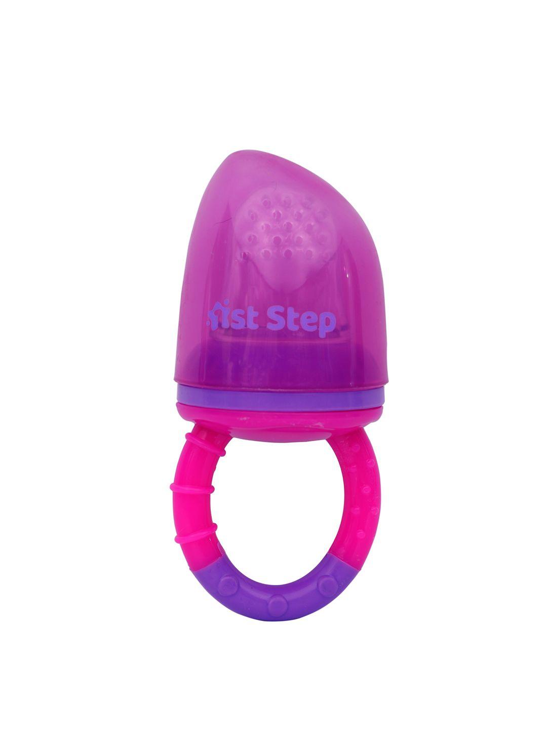 1st step infants pink & purple colourblocked silicone food nibbler