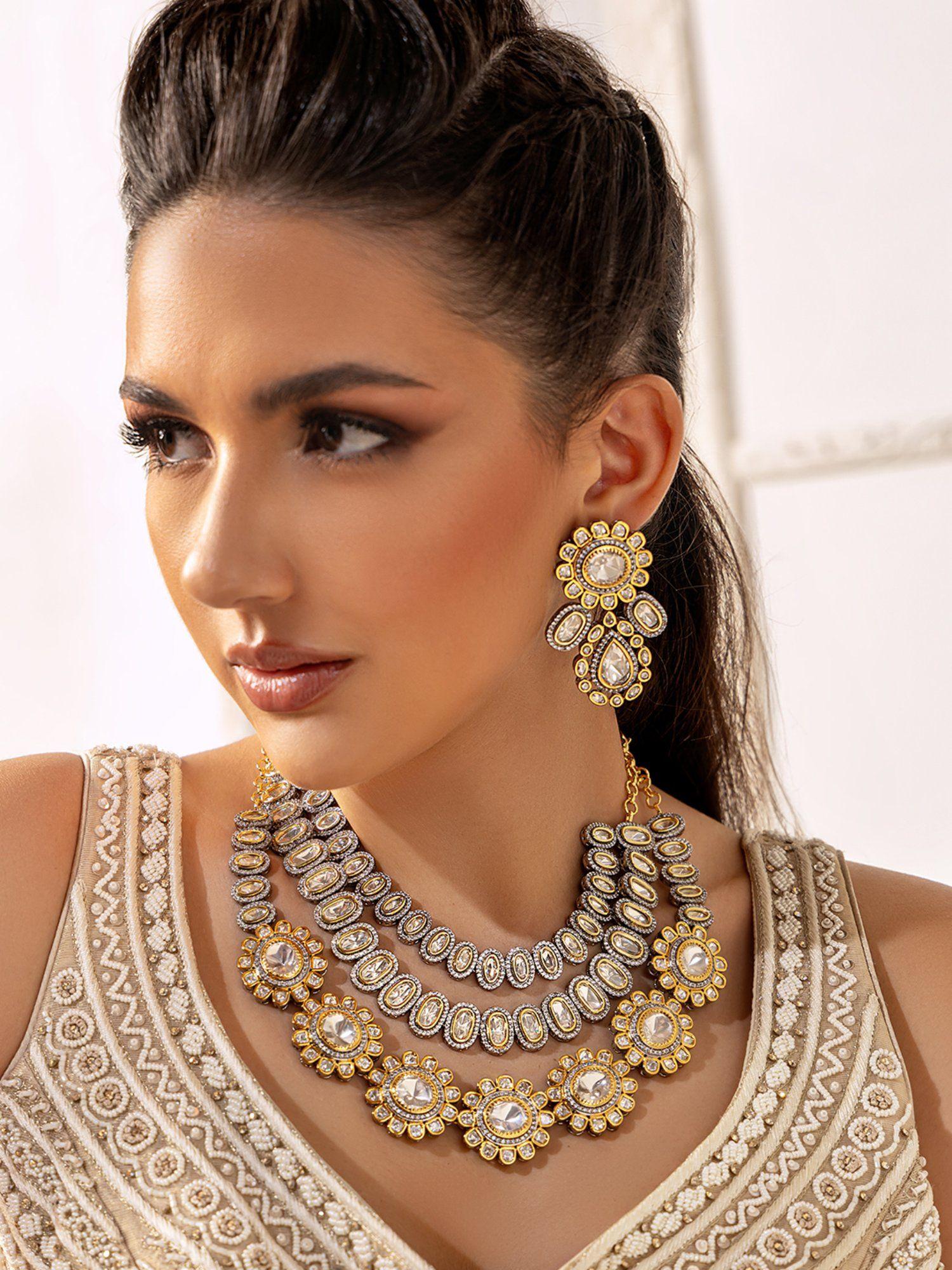 2 in 1 polki bridal necklace set