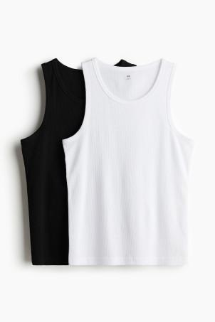 2-pack slim fit ribbed vest tops