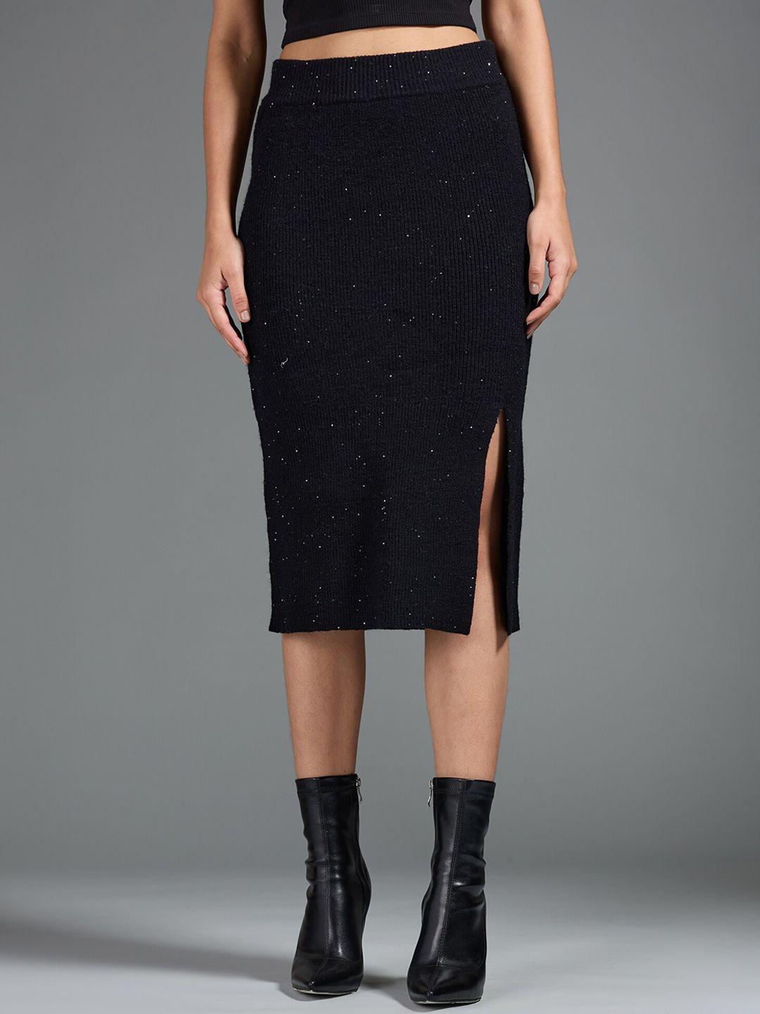 20dresses black embellished acrylic sheath midi skirt