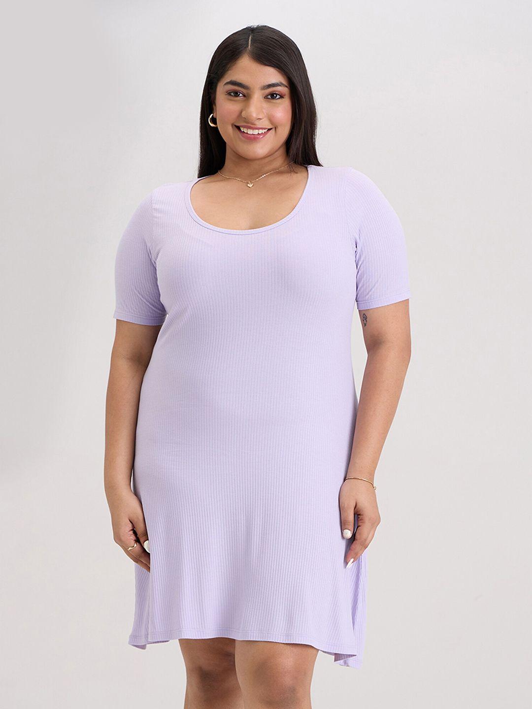 20dresses plus size violet round neck a-line dress