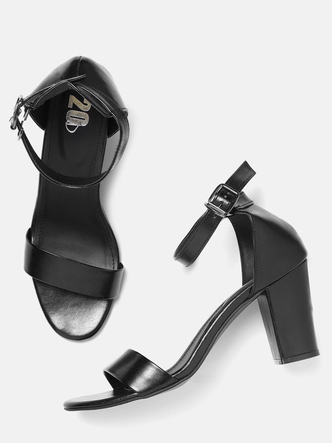 20dresses women black solid block heels