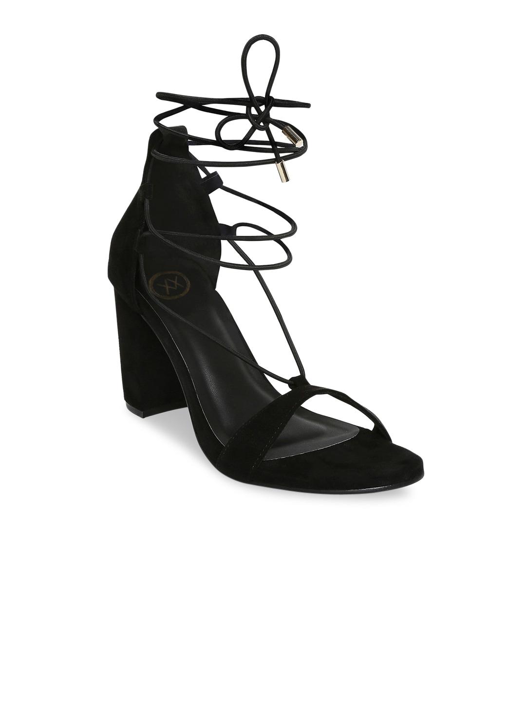 20dresses women black suede block heels