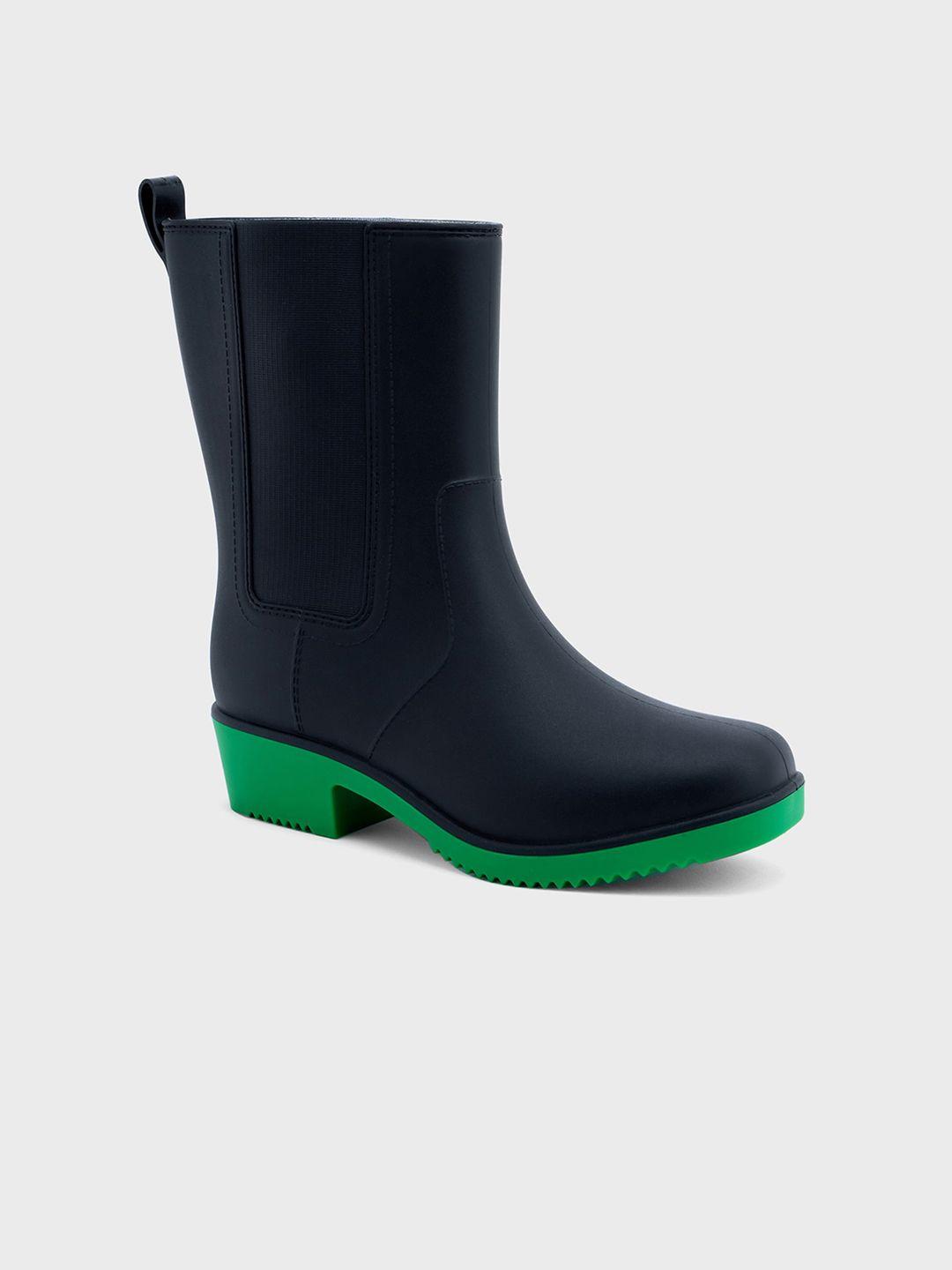 20dresses women mid -top block heel rain boots