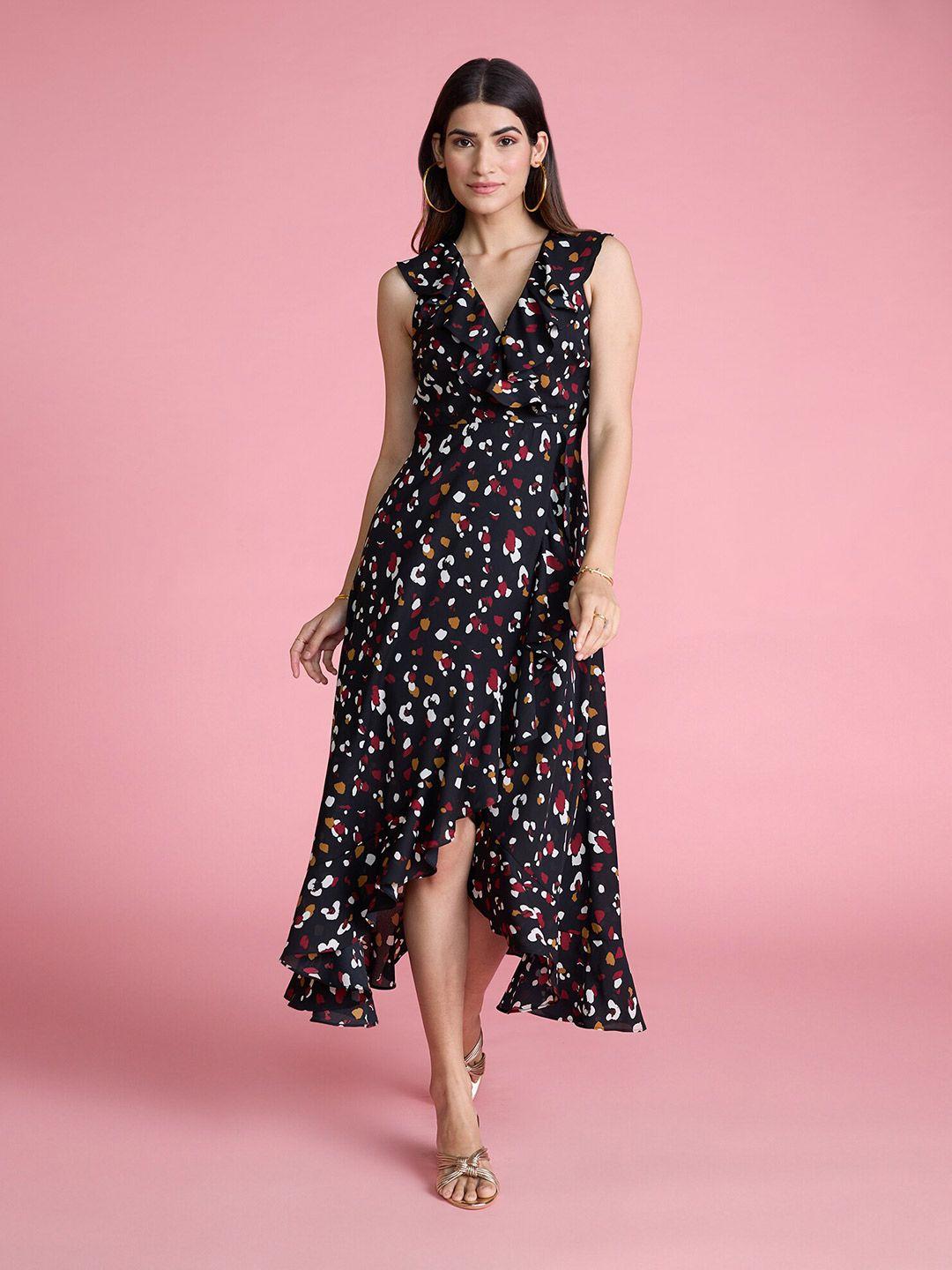 20dresses abstract printed a-line midi dress