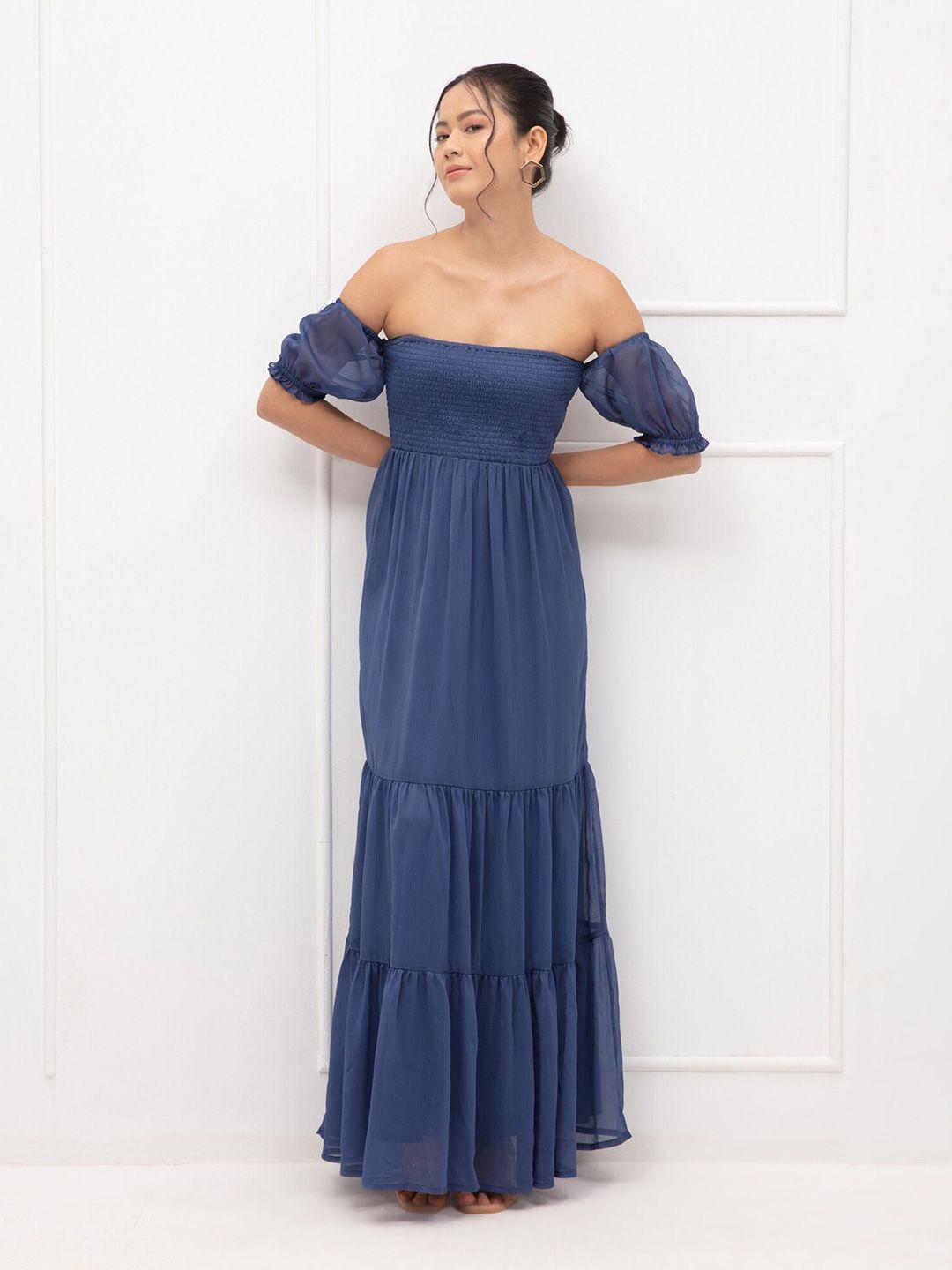 20dresses blue off-shoulder chiffon maxi dress