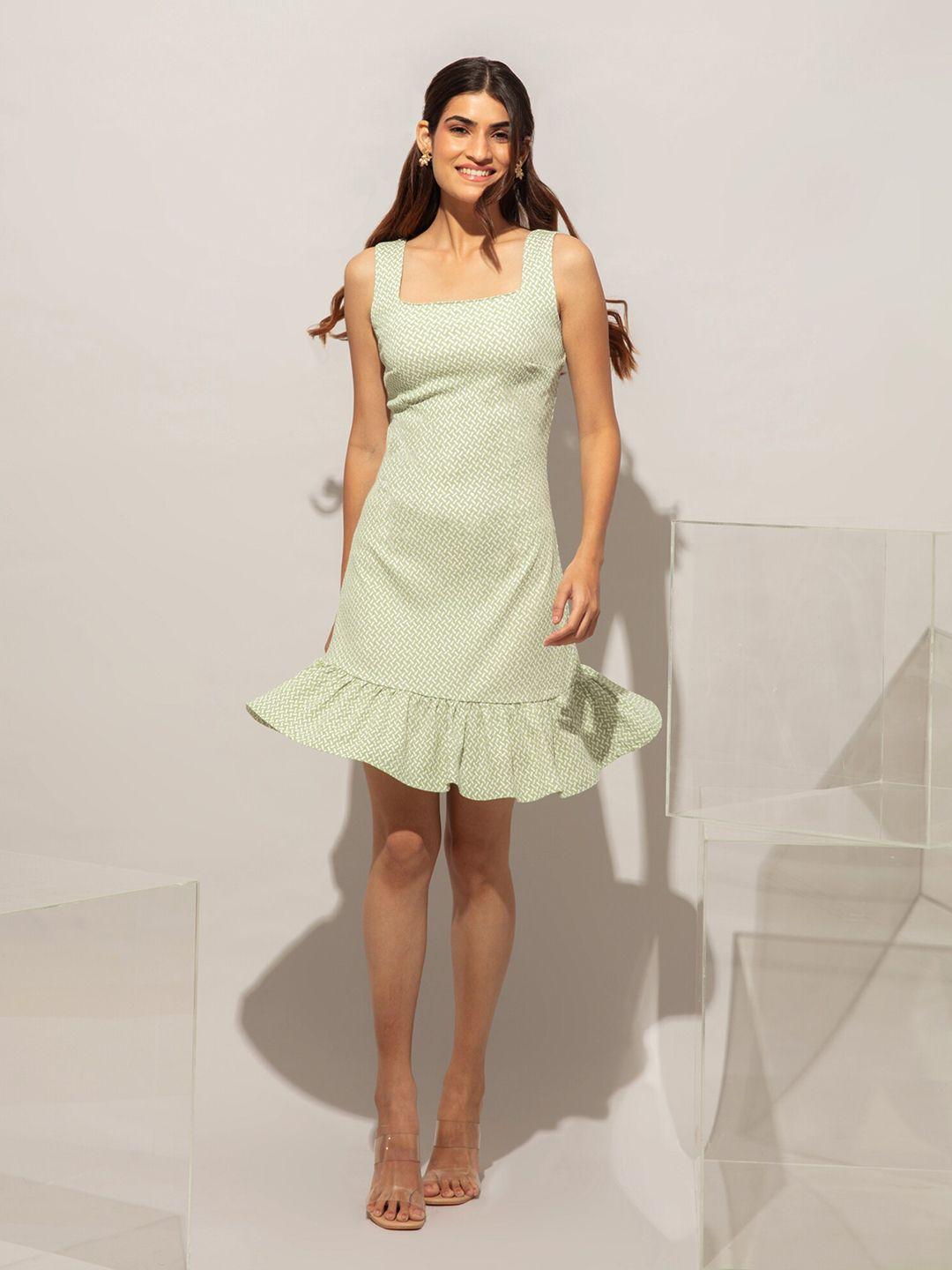20dresses green geometric print shift dress