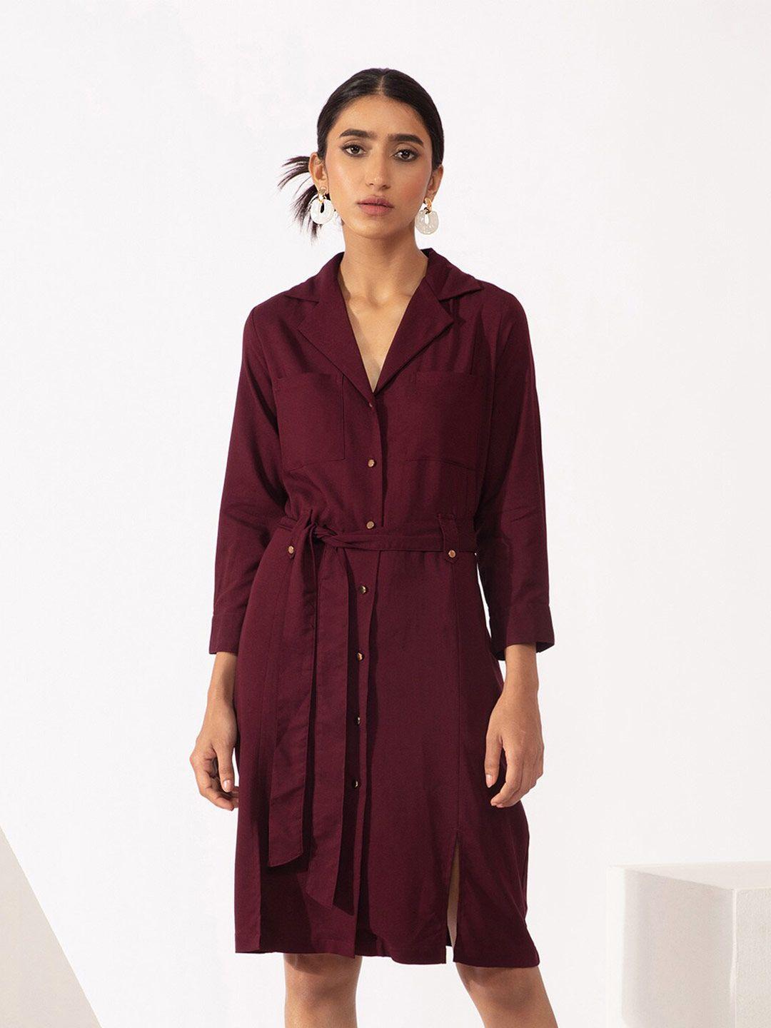 20dresses maroon shirt dress