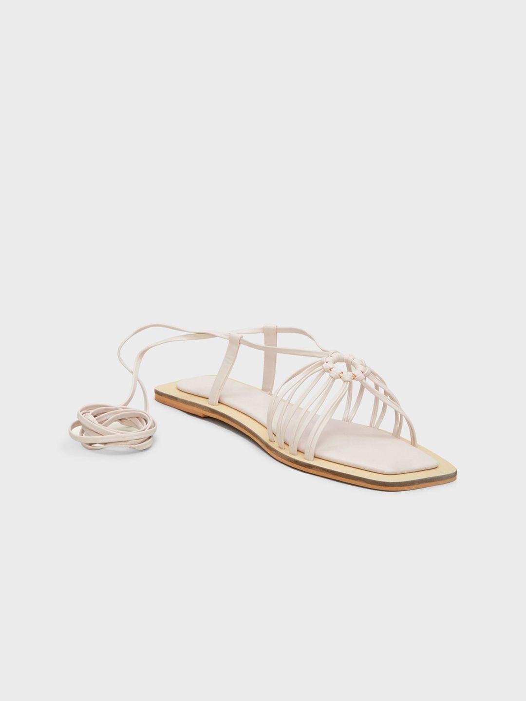 20dresses off white strappy open toe gladiators