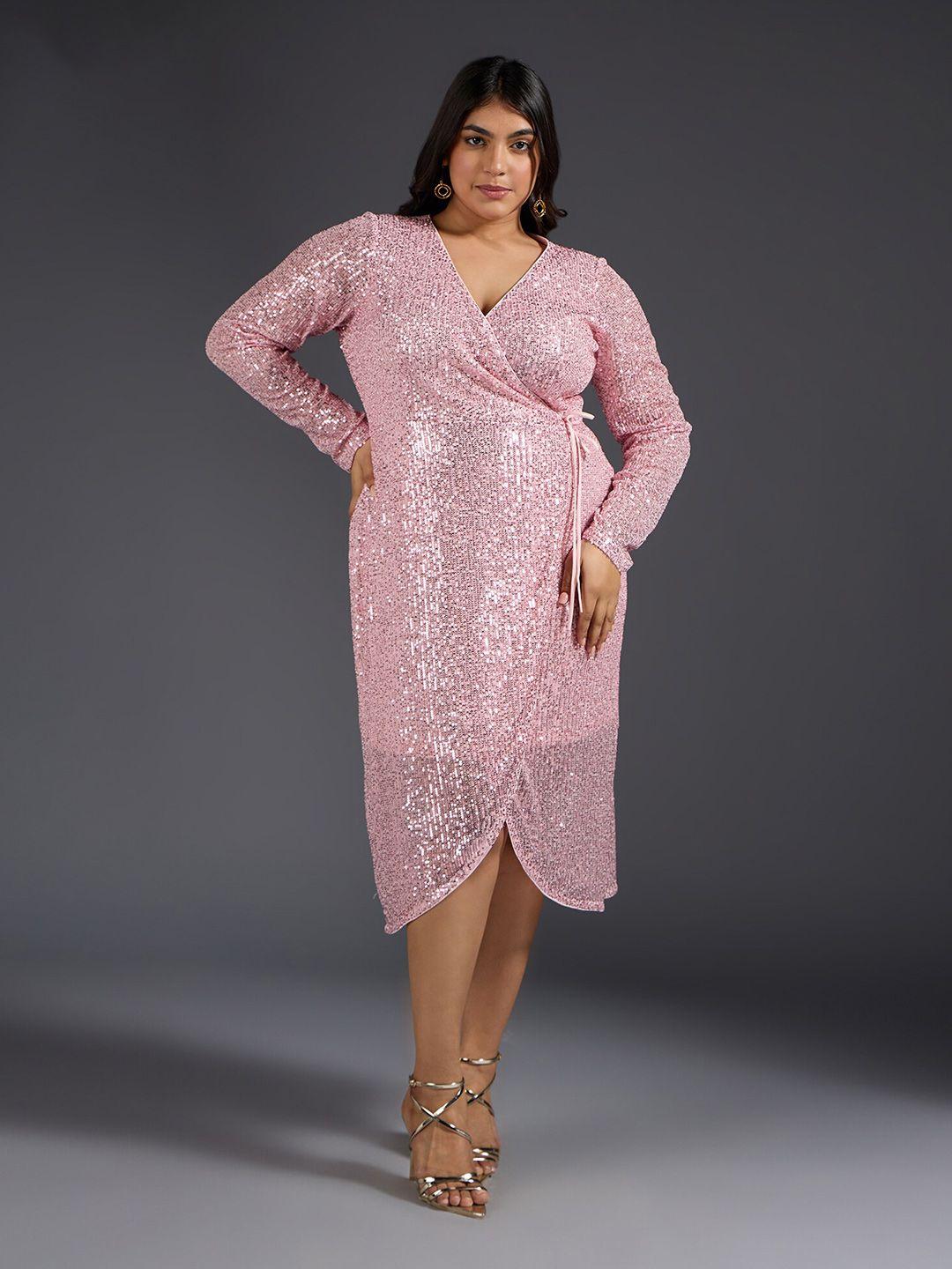 20dresses pink plus size embellished tulip dress