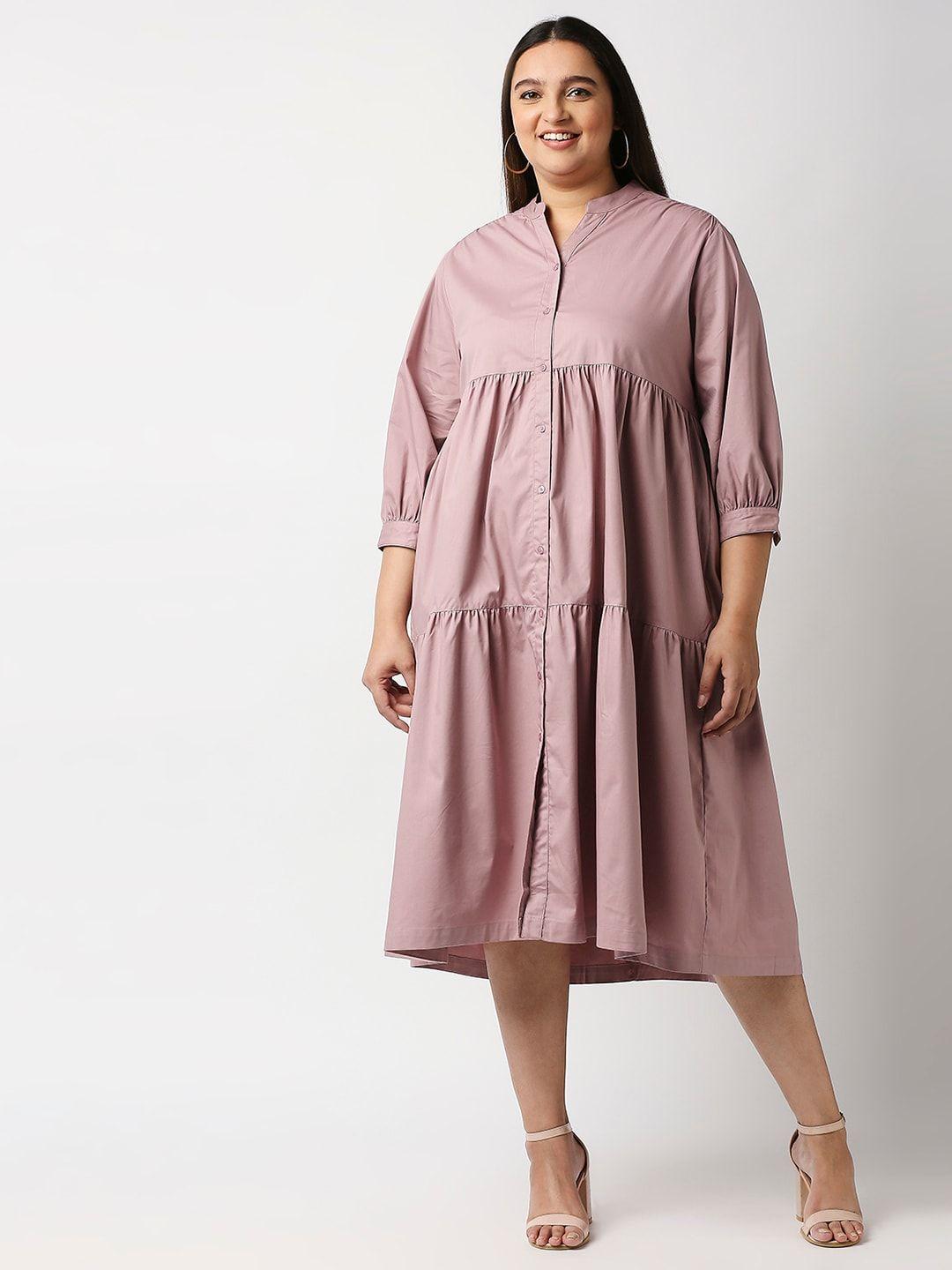 20dresses pink shirt midi dress