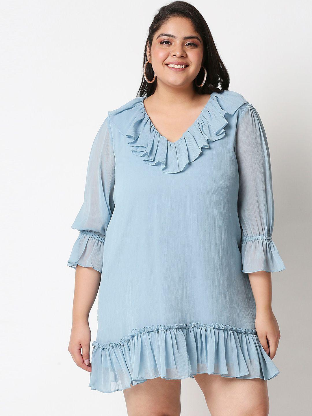 20dresses plus size women blue chiffon a-line dresses