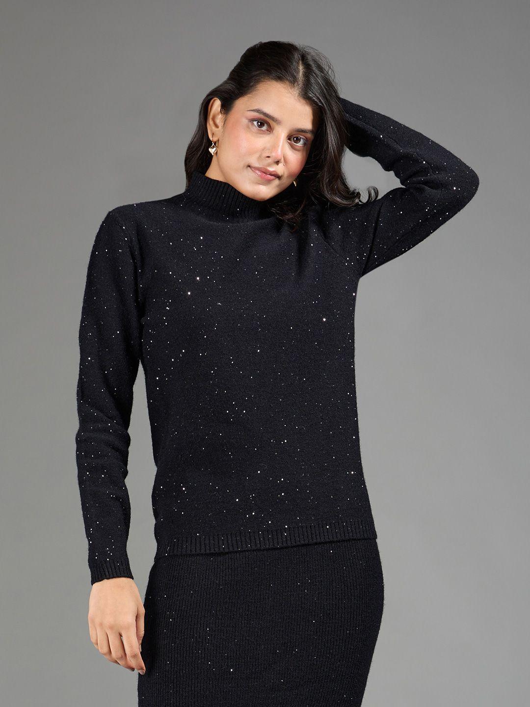 20dresses sequined turtle neck sweater top