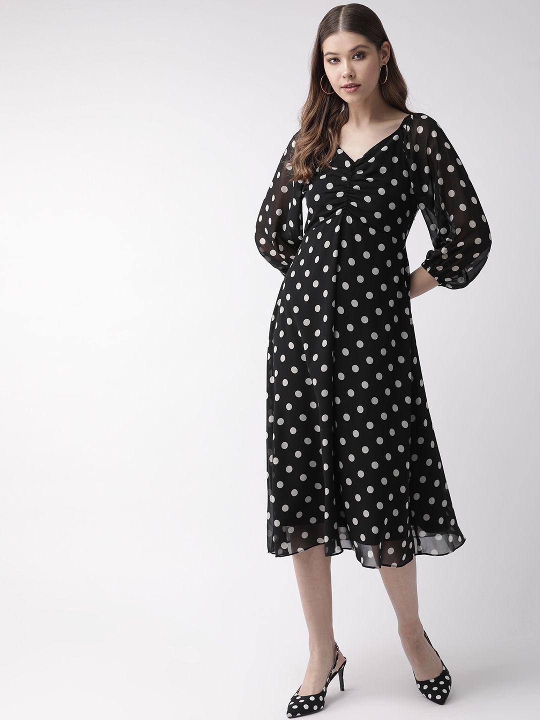 20dresses women black & white polka print a-line dress