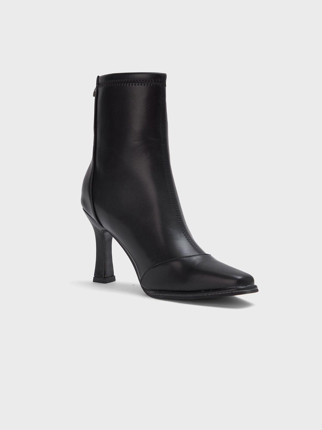 20dresses women black solid heeled boots