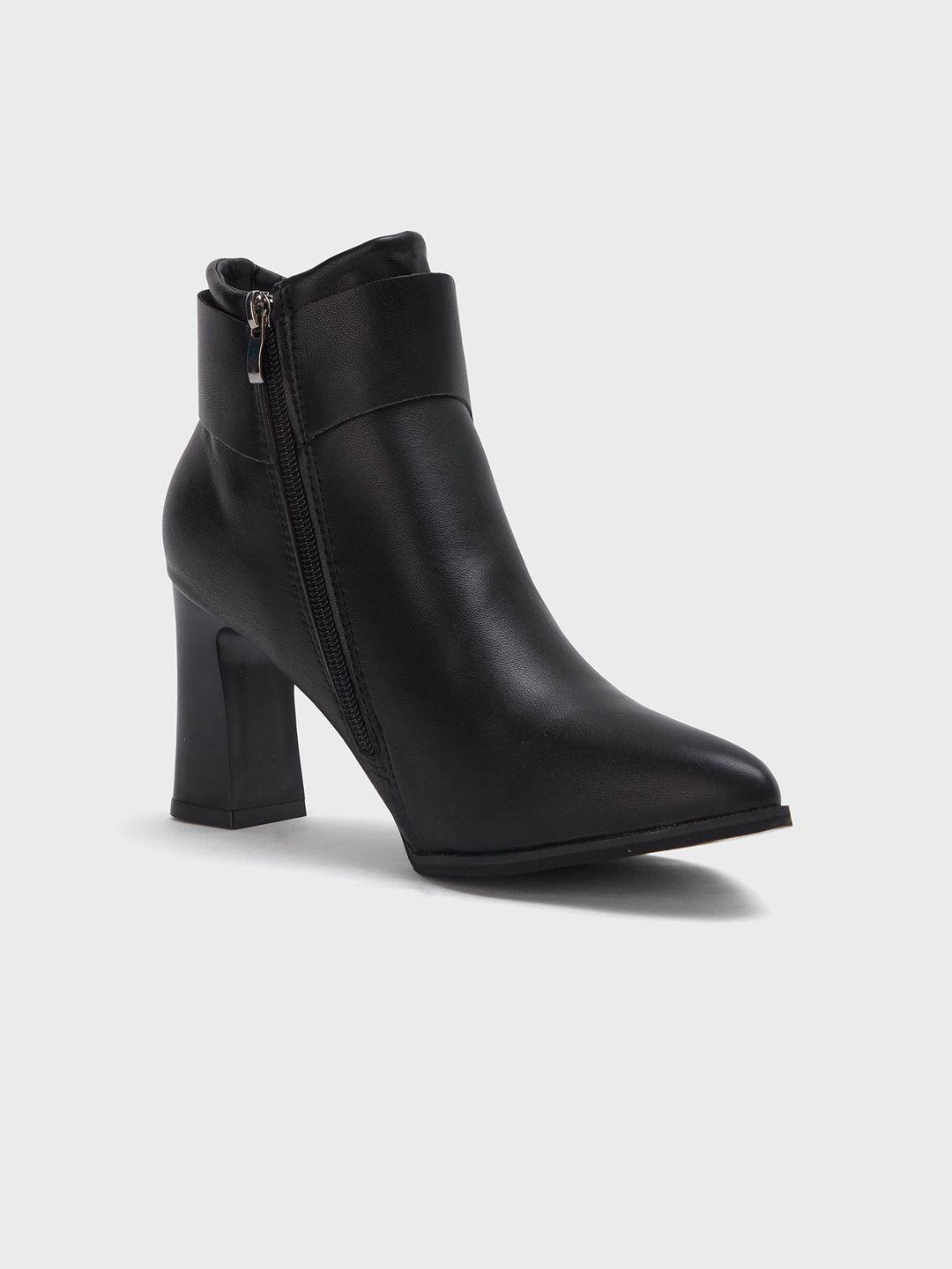 20dresses women black solid heeled regular boots