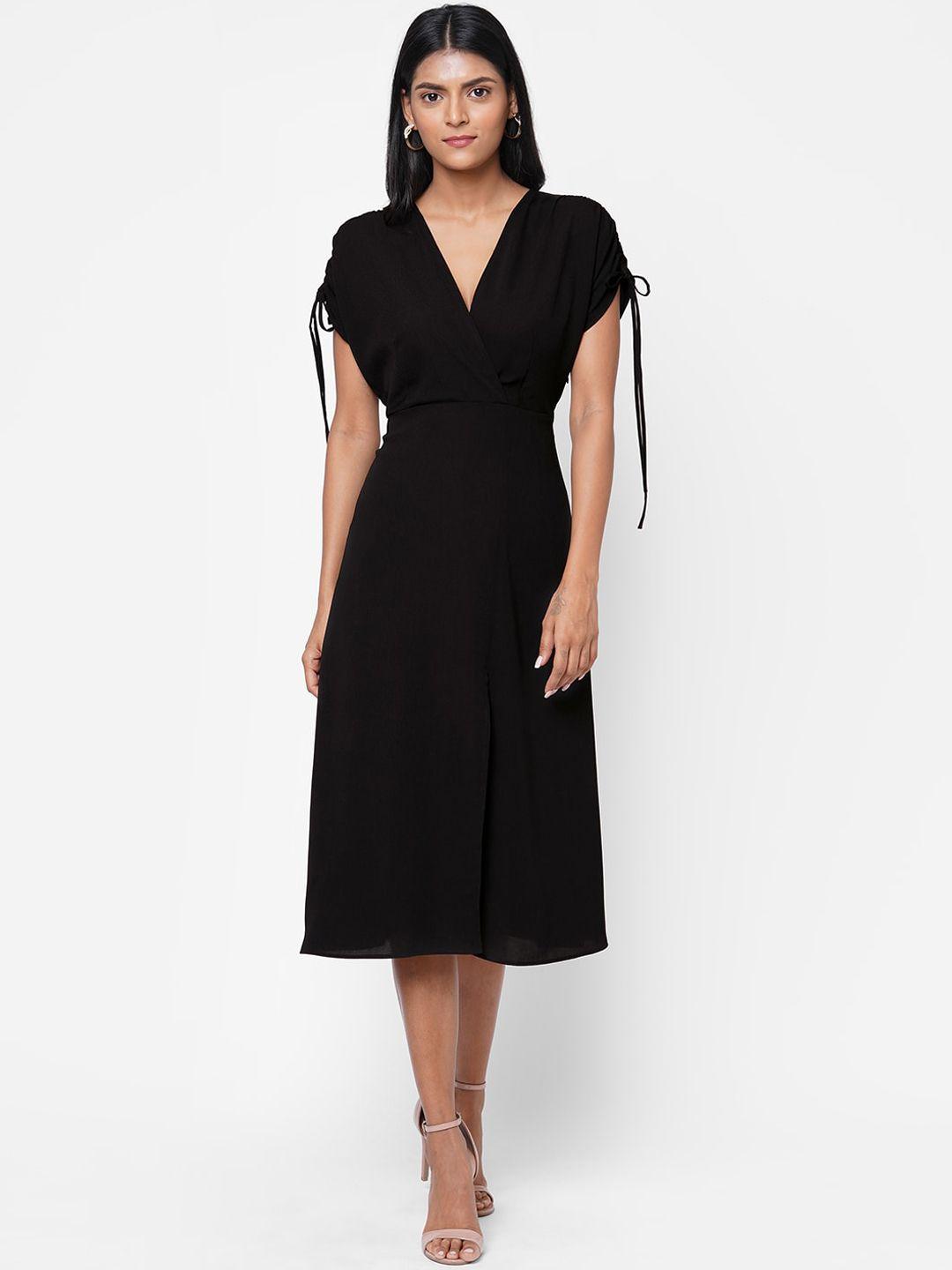 20dresses women black solid wrap dress