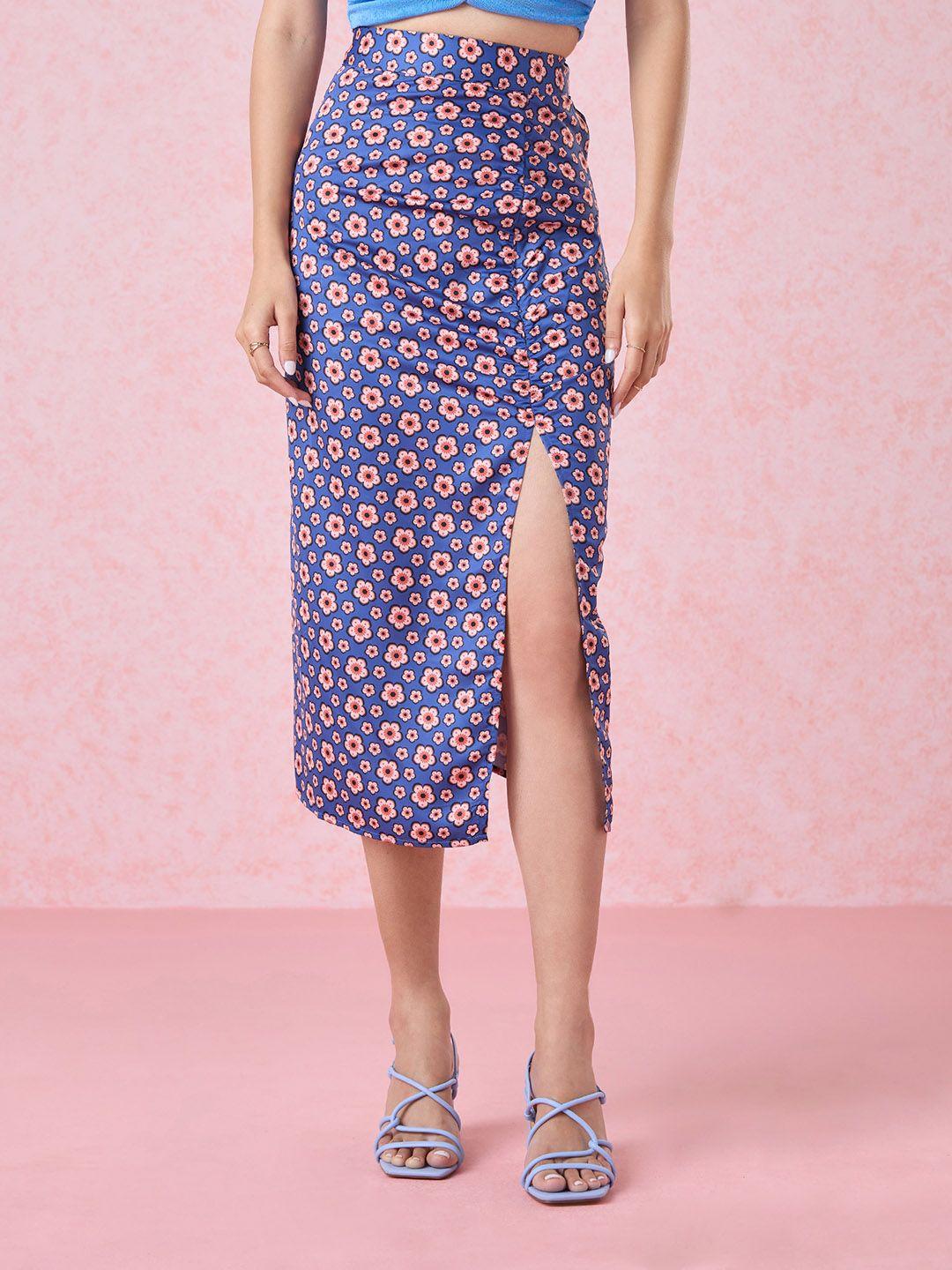 20dresses women blue floral printed pencil skirts
