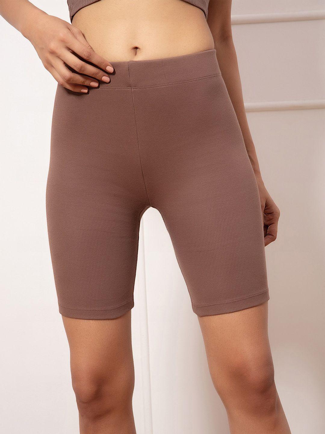 20dresses women brown slim fit cycling sports shorts