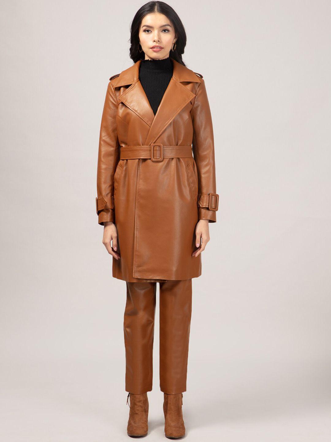 20dresses women brown solid knee-length overcoats