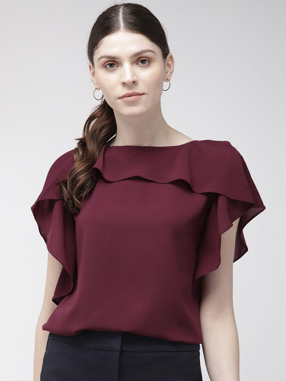 20dresses women burgundy solid top