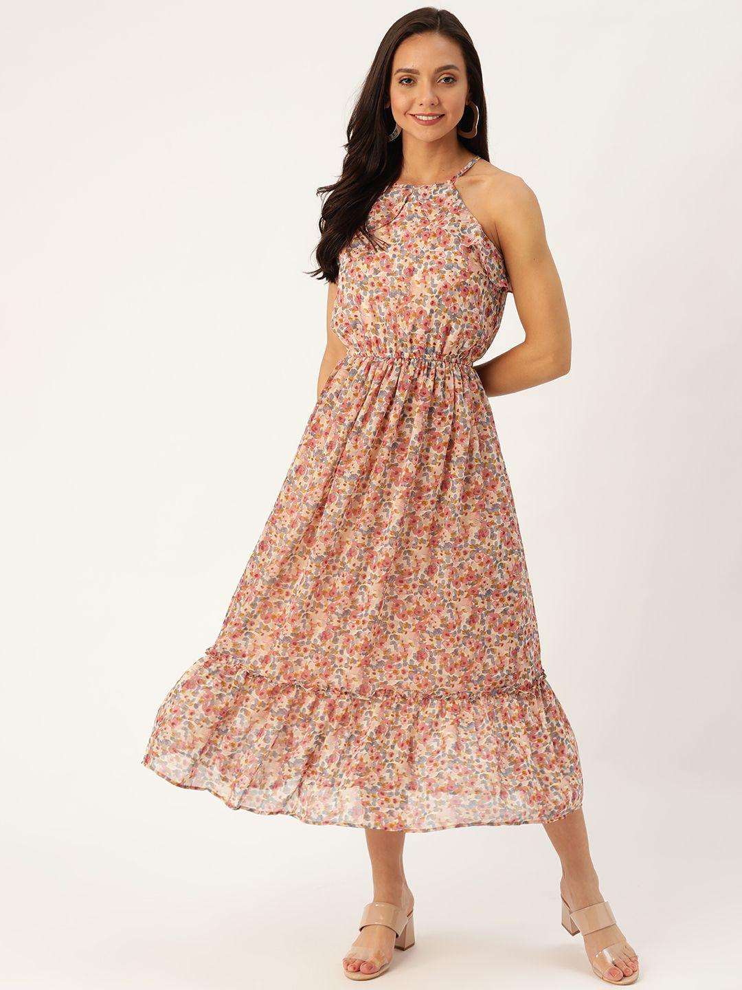 20dresses women dusty pink & blue floral printed a-line dress