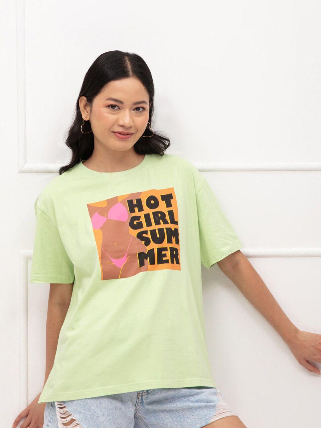 20dresses women green typography printed loose t-shirt