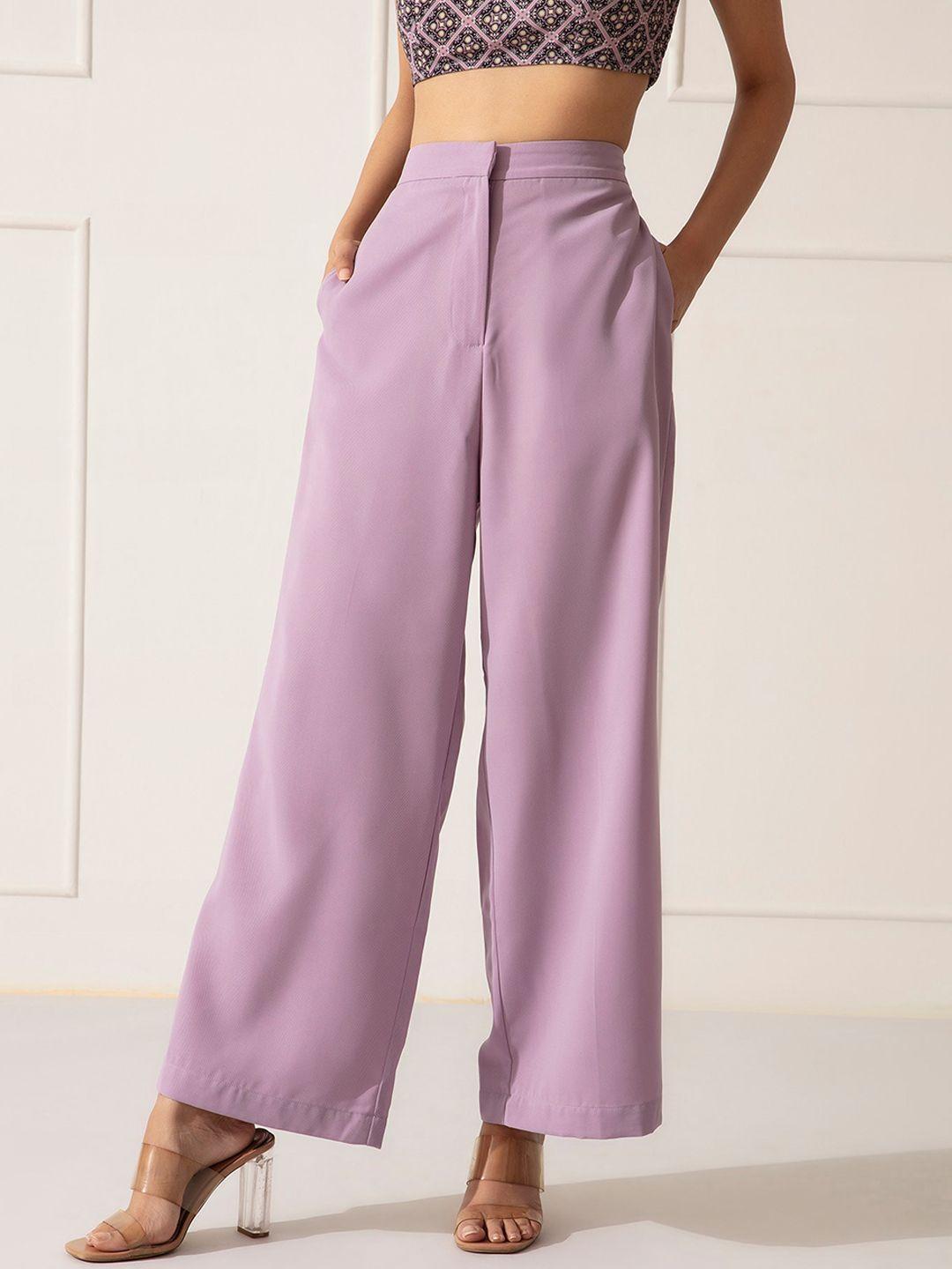 20dresses women mauve flared high-rise trousers