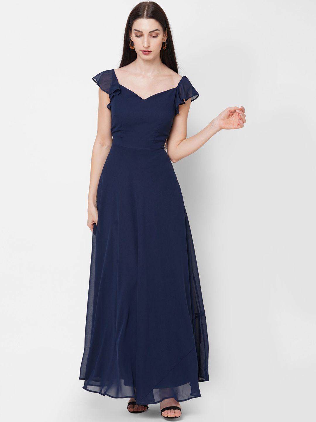 20dresses women navy blue georgette maxi dress